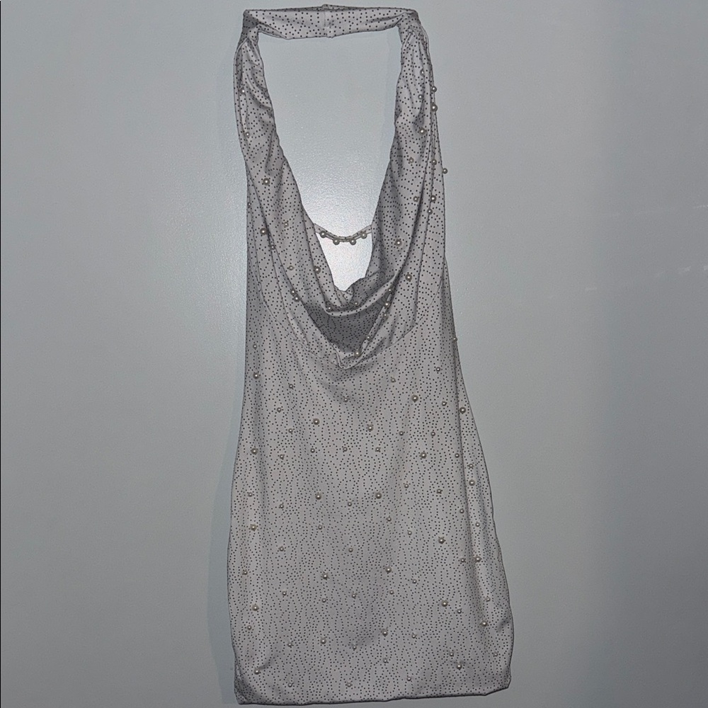 Versailles embellished plunge mini dress in white